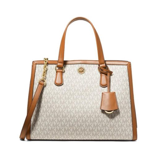 Chantal Medium Logo Satchel Bag Vanilla Acorn