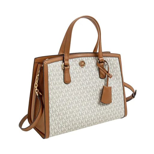 Chantal Medium Logo Satchel Bag Vanilla Acorn - Image 2