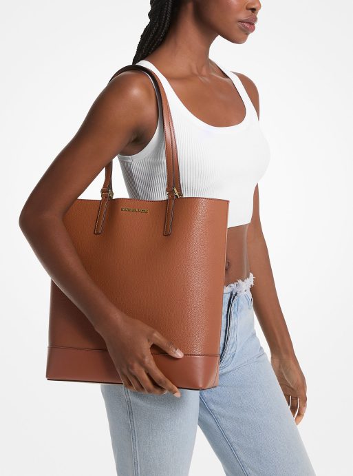 Kelli Large Two-Tone Pebbled Leather Tote Bag - Image 3