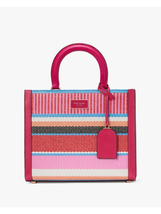 Manhattan Striped Woven Straw Small Tote