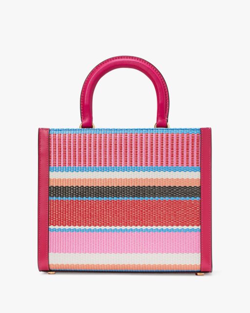 Manhattan Striped Woven Straw Small Tote - Image 2