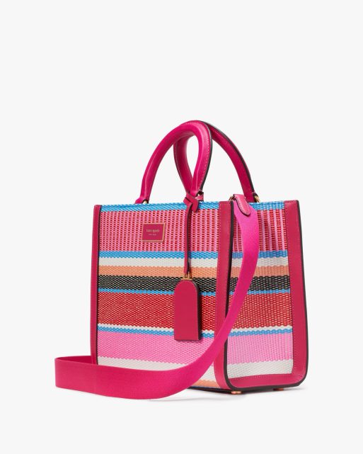 Manhattan Striped Woven Straw Small Tote - Image 5