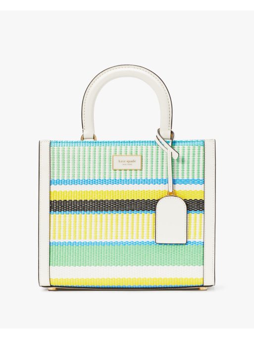 Manhattan Striped Woven Straw Small Tote