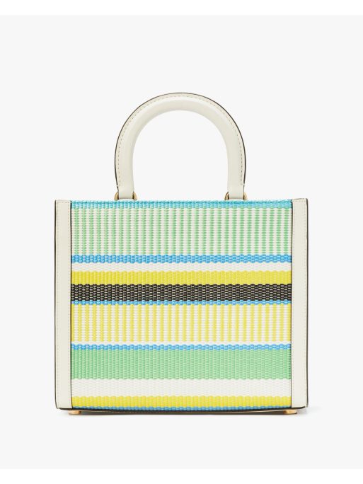 Manhattan Striped Woven Straw Small Tote - Image 2