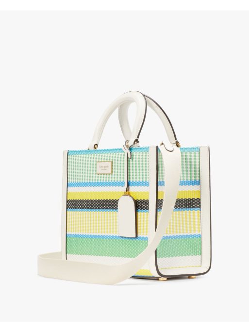 Manhattan Striped Woven Straw Small Tote - Image 5