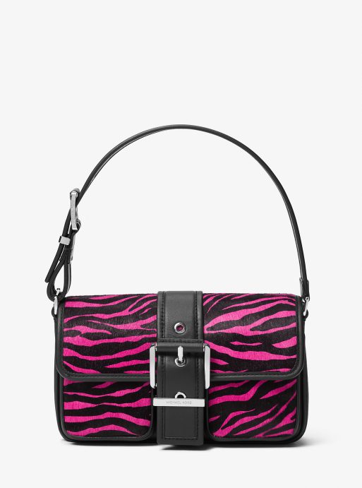 Colby Medium Zebra Print Calf Hair Shoulder Bag