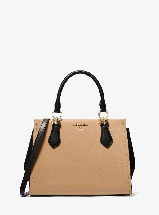 Marilyn Medium Two-Tone Saffiano Leather Satchel